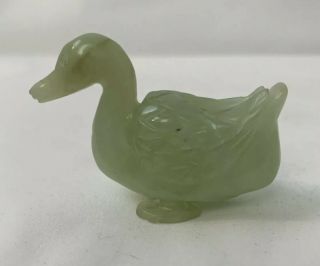 Antique Carved 2” Jade Chinese Mandarin Duck Figure