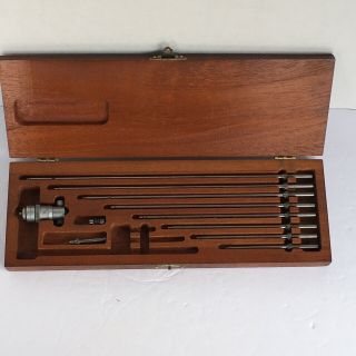Vintage Lufkin 2 " - 12 " Inside Micrometer Set.  001 " Wood Case No 1in Rod