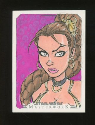 2015 Star Wars Masterwork Sketch Card Slave Leia Cory Hamscher Art Proof Ap 1/1