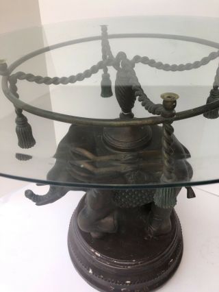 Vintage Bronze Elephant Pedestal Side Table Maitland Smith Style 3