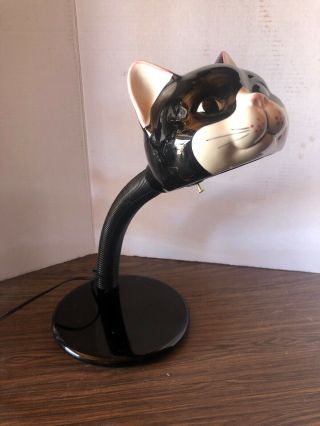 Vintage Retro Mid - Century Black White Cat Head Gooseneck Desk Lamp