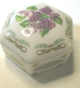 1981 Vintage Dar Trinket Box The Flowers Of America Lilac Limoges Porcelain