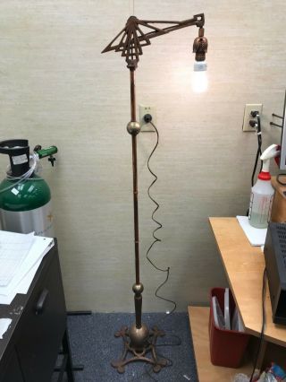 Ultra Rare Vintage Cast Iron,  Copper,  Brass Floor Lamp Pat Apld For