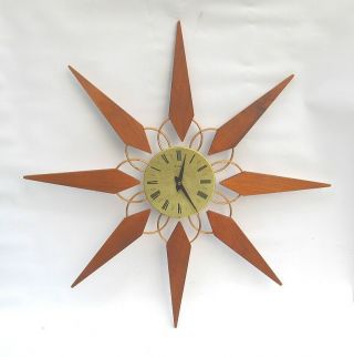 Vintage Mid Century Modern Snider Sunburst Starburst Wall Clock