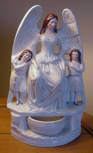 Staffordshire 19th Century Guardian Angel Holy Water Font - Very Good Cond.