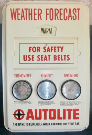 Vintage Autolite Weather Forecast Adjustable Dealer Gauge Sign
