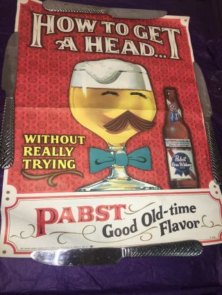 Vintage Poster How To Get A Head - Pabst Blue Ribbon Beer Poster - Pbr Beer