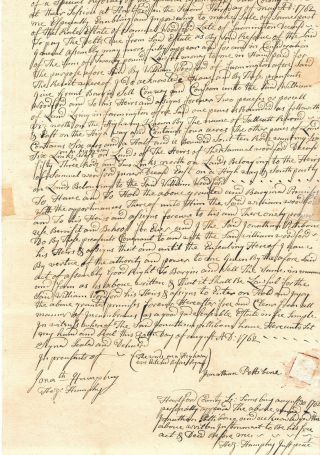 Connecticut Revolutionary War Colonel Jonathan Pettibone Signed Document 1762