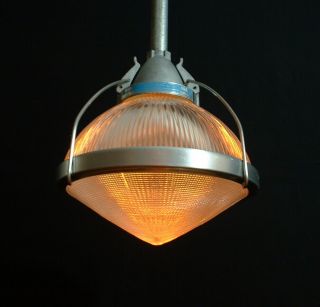 1 Vintage HOLOPHANE DUST TIGHT Light Industrial Pendant Ceiling Lamp Globe 2