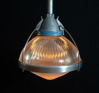 1 Vintage HOLOPHANE DUST TIGHT Light Industrial Pendant Ceiling Lamp Globe 3