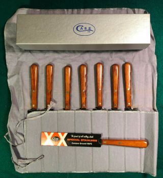 Vintage Case Xx Fr 54 - 8 Steak Knife Set 8 Cap 254 In Felt Roll & Sleeve,  Box