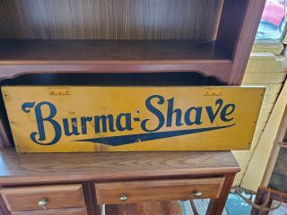 Vintage Hand - Painted Burma Shave Cream Yellow Double Sided Road Sign 11 1/2 X 17