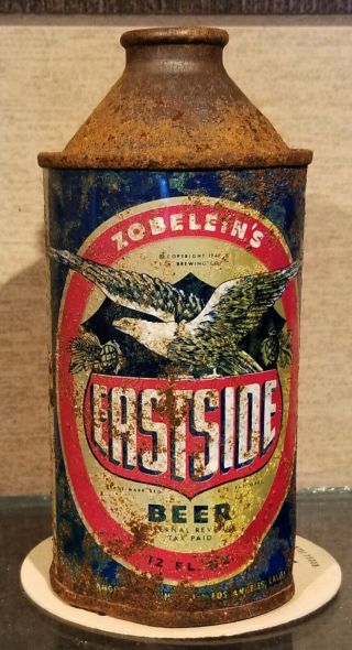 Rough 1947 Zobleins Eastside Cone Top Beer Can Irtp Cap - Los Angeles Ca
