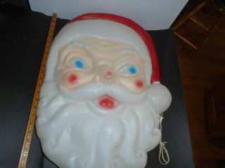 Vintage Santa Blow Mold Face Outdoor Light Up 1989 Plastic Head Wall Hanging