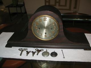 Vintage Herschede Model 20 Pendulum Westminster Chime Mantel Clock W/keys