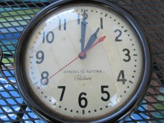 Vintage General Electric Telechron Industrial Wall Clock 8 Inch Glass Round Face