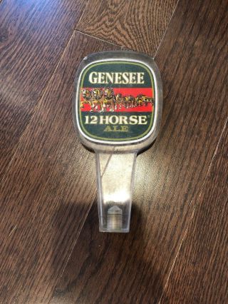 Vintage Rare Genesee 12 Horse Ale 2 Sided Beer Keg Tap Handle Marker