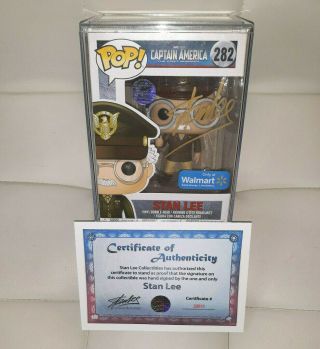 Rare Stan Lee Signed Captain America Funko Pop 282 With Marvel Avengers