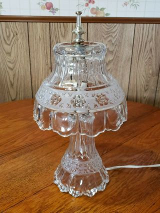 Vintage Cut Crystal Glass Hurricane Lamp 12 3/4 " Tall