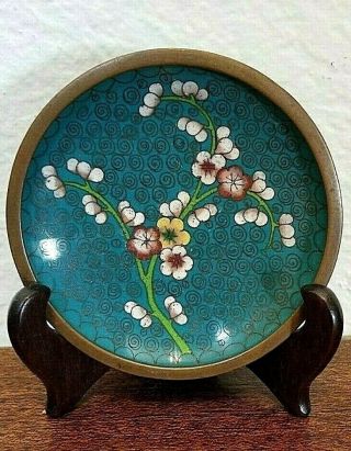 Antique Chinese Cloisonne Plate Dish,  Late Qing,  Circa 1891 - 1919.