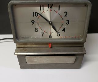 Vintage Simplex Time Clock Time Recorder Model Kcf12r4