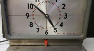 Vintage Simplex Time Clock Time Recorder Model KCF12R4 2