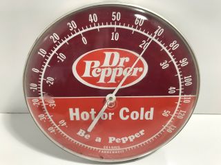 Vintage 1960’s Dr Pepper Hot Or Cold Be A Pepper Gas Station Sign Thermometer