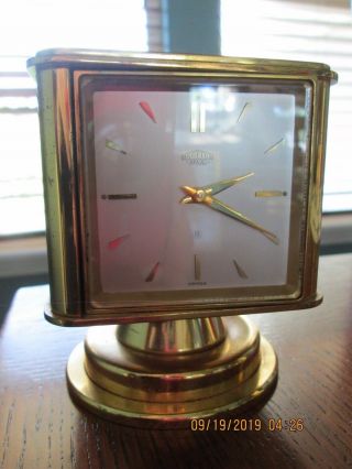 Vtg Swiss Angelus Mateo Brass Wind Alarm Desk Clock Weather Station Compass