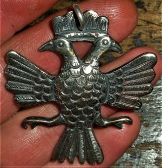 Antique C.  1850.  800 -.  900 Russian Imperial Silver Double Headed Eagle Heavy Vafo