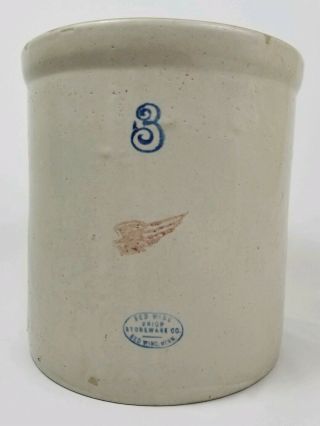 Antique Red Wing Union Stoneware Crock 3 Gallon Primitive Decor Vintage 2