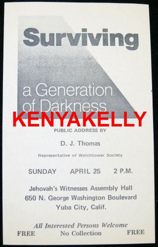 Public Address Handbill Surviving A Generation Of Darkness Watchtower Jehovah