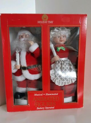 Telco Motionette Santa And Mrs.  Claus Candle Music Dance 1994 Vintage