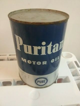 Vintage Puritan Motor Oil One Quart Can (empty) Pure Oil Comapny