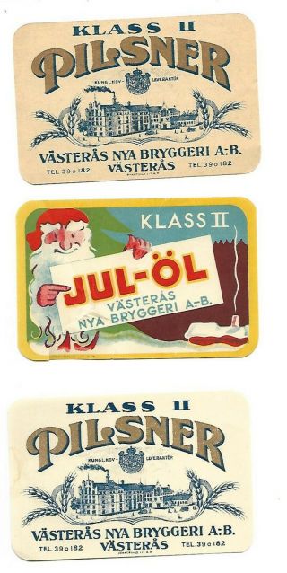 3 Old VÄsterÅs Nya Bryggeri Sweden Sverige Pilsner Jul - Öl