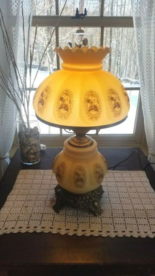 Vintage Unique 3 Way Custard Hurricane Lamp Accurate Casting Gone With The Wind