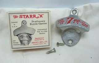 Vintage 7 Up Starr X Cast Iron Wall Mount Bottle Opener