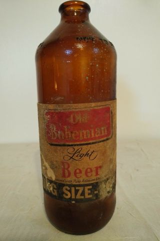 Vintage Old Bohemian Light Beer King Size - 1 Pint - Empty Brown Glass Bottle