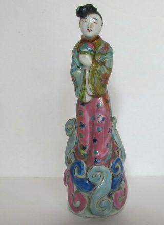 Antique Republic Period Chinese Famille Rose Lady Figurine 6 " Tall