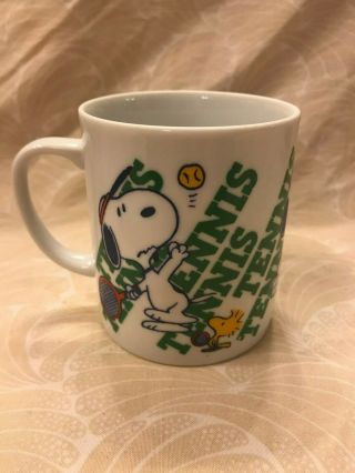 Vintage Peanuts Snoopy & Woodstock Tennis Coffee Cup Mug