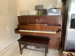 Wing & Sons Upright Piano Vintage.  Dark Brown In Color And In Tune.