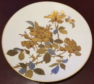 Antique F&c Osler London Porcelain Gold Silver Painted Floral 9” Plate 3/6