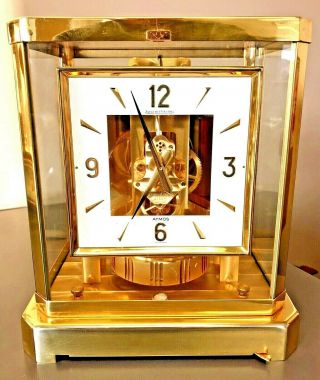 Jaeger Lecoultre 528 - 8 " Atmos " Mantle Clock " Square Dial " Running No Res