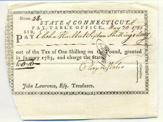 Revolutionary War Connecticut Col,  Samuel Wyllys Signed Pay Certificate 1785