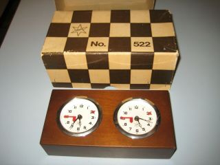Vintage Alpha No.  522 Analog Chess Clock Timer With Wood Base Made In Germany