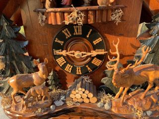 ULTIMATE German Cuckoo Clock Wood Black Forest Musical Animated Chalet HUGE 3