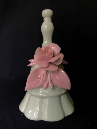 Vintage Nuova Capodimonte Porcelain Bell,  Cream With Pale Pink Roses,  Italy