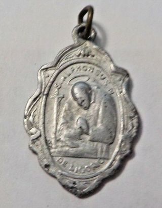 Vintage S Alphonsus M De Ligorio Silver Tone Religious Medal