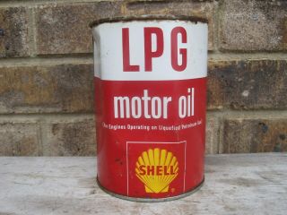 Vintage Shell Lpg Motor Oil Full Metal Quart Can Petroliana