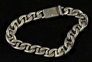 Vtg Taxco Mexico Heavy Thick Sterling Silver 925 Chain Bracelet 8 " 46.  5g A001