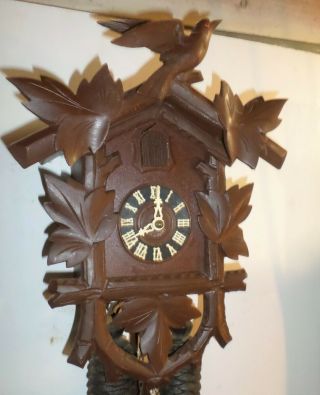 Large Rustic Carved German Black Forest Unusual 8 Day Cuckoo Clock